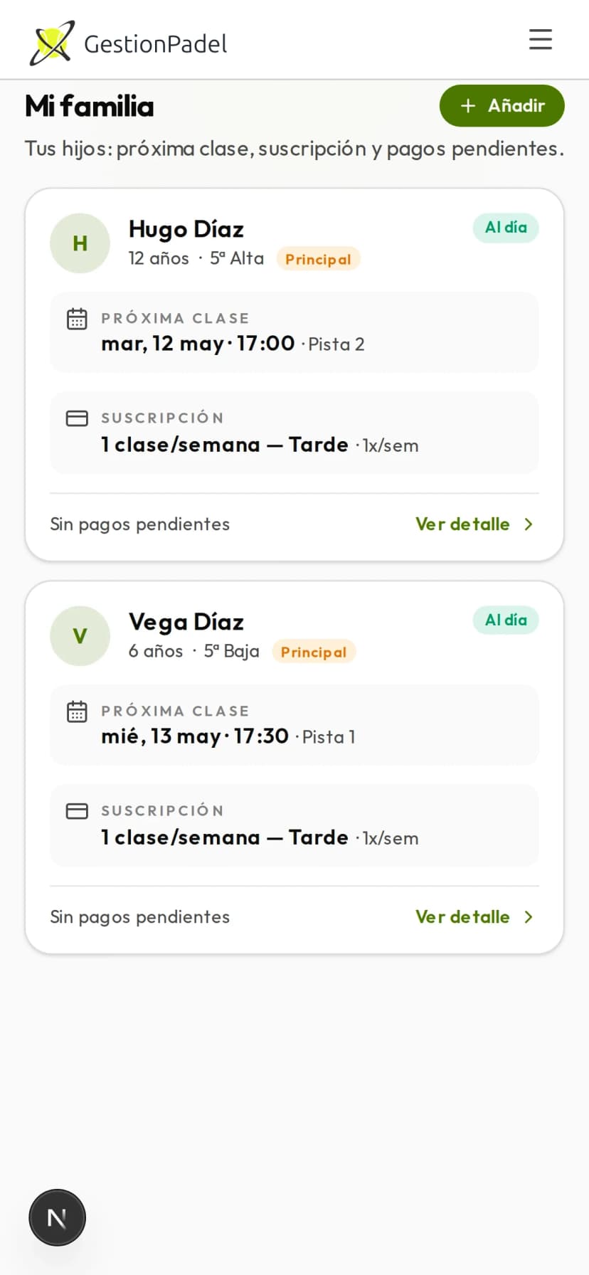 Zona padre — Progresion de los hijos
